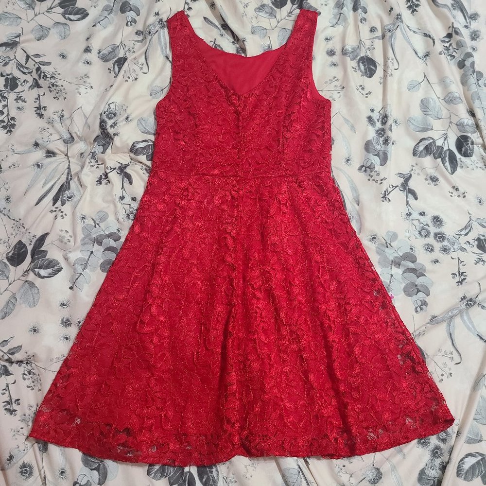 Bright red dress